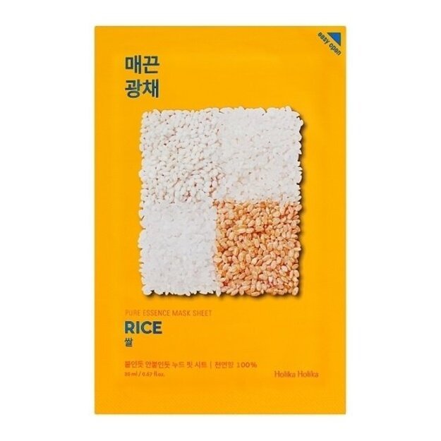 Lakštinė veido kaukė su ryžių ekstraktu Holika Holika Pure Essence Mask Sheet Rice, 23ml