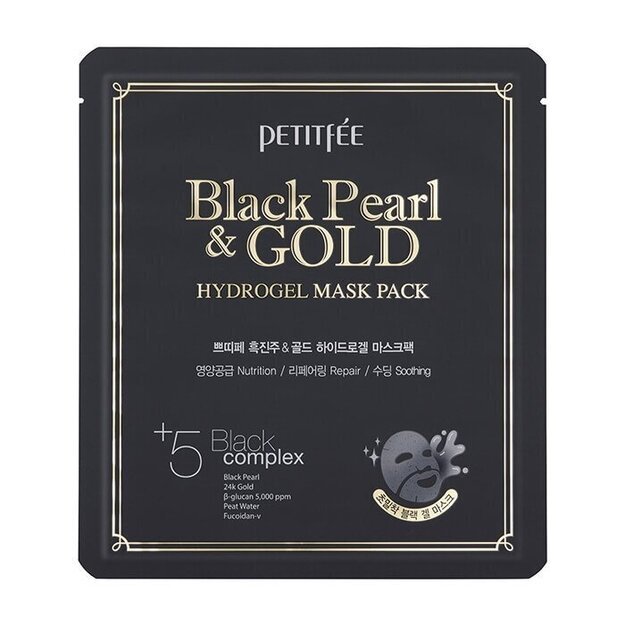 Petitfee Black Pearl & Gold Hydrogel Mask drėkinanti hidrogelio kaukė 32g