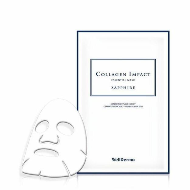 WellDerma Collagen Impact Essential Mask Sapphire lakštinės veido kaukės  su kalogenu 25ml x10